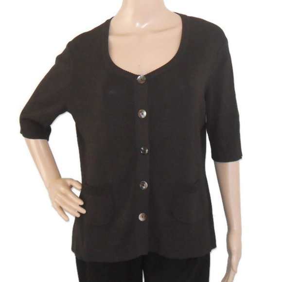 Chico's Dark Brown Button Up Sweater - Picture 2 of 6